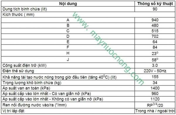 May nuoc nong gian tiep Rheem 90 lit